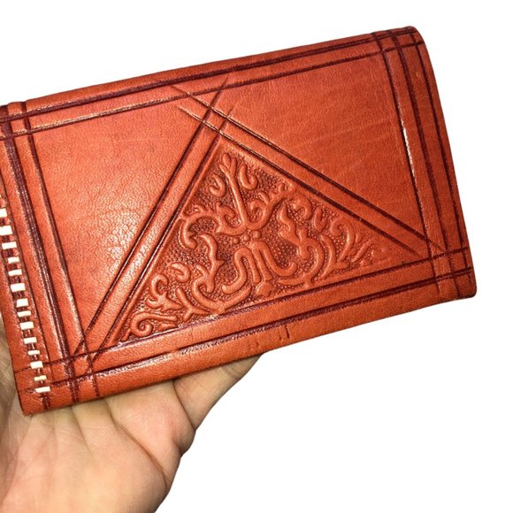 vintage hand tooled leather super soft pliable wallet Festival We… - Picture 3 of 3